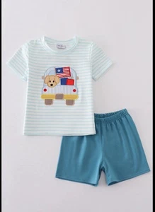 Boutique Embroidery 4th Of July Shirt Shorts Summer Outfit - Picture 1 of 2
