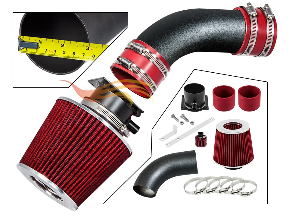 BCP RW ROJO 1998-2005 Passat 2.8L V6 Racing Kit de admisión de aire Ram corta + Filtro Foto 1 de 1