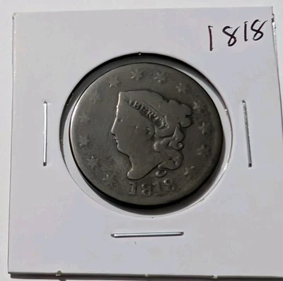 1818-P Philadelphia U.S. Mint Coronet Head Large Cent  - Image 1 of 3