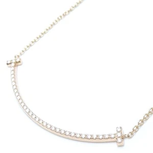 TIFFANY & Co. T Smile Pequeño 18K Oro Rosa Collar Diamante / 293016 - Imagen 1 de 7