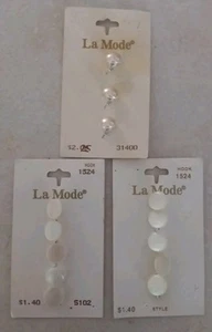 La Mode Pearlized Buttons 2-5 Count, 1 3-Count Vintage - Picture 1 of 2