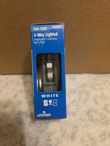 Interruptor de palanca Leviton comercial iluminado 15 amperios blanco 1 paquete   - Imagen 1 de 8