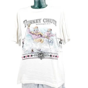 RARA Camiseta de Esquí Retro Años 90 Puntada Única Pavo Chut Winterplace L 1096 - Imagen 1 de 7