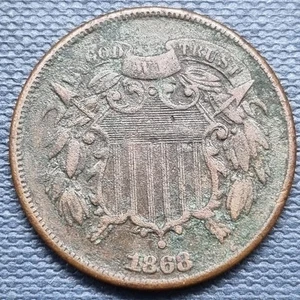 1868 Two Cent Piece 2c Better Grade XF Details #95976 - Picture 1 of 2
