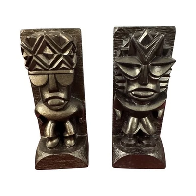 批量 2 件 1968 年 Coco Joe 夏威夷 Alii 金色提基雕像 701,702 夏威夷制造 — 第 1/4 张图片