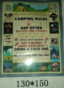 Camping Throw Blanket Happy Camper Decor Blankets SOFT LIGHTWEIGHT 60" X 50" - Picture 1 of 3