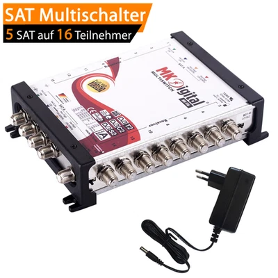 MK Digital MV Multischalter 5 auf 16 Teilnehmer Multiswitch UHD 4K SAT Verteiler - Bild 1 von 4