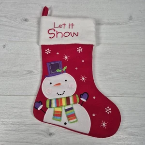 Medias de Navidad grandes hechas a mano diseño muñeco de nieve decoraciones 15"x 7" - Imagen 1 de 5