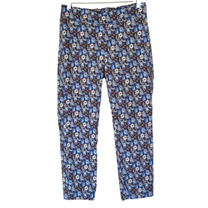 J McLaughlin Pull-on Ankle Pants Size 12 Masie Blue Brown Floral Print Stretch - Picture 1 of 8