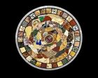 30&quot; Natural Multi Inlay Stone Marble White Round Coffee Center Table Top Decors