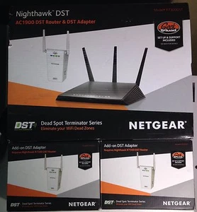 AC1900 DST-Router & 3 DST-Adapter (WLAN-IF-Extender) Nighthawk R7300DST - Bild 1 von 6