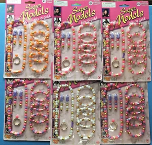 Vintage Gordy Toy Girls Necklace Set (6) Super Models Bits O Gold Beads Jewelry - Picture 1 of 2
