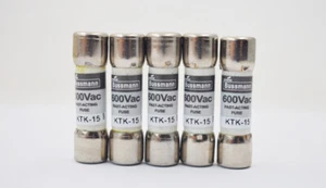 5 Stück schnell wirkende Sicherung KTK-15 Bussmann für 83 85 86 87 88 Multimeter, 15A 600 - Bild 1 von 3