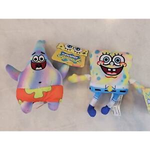 Set Of 2 Spongebob SquarePants Patrick Tye Dye Rainbow Plush Soft Doll 2022 6"