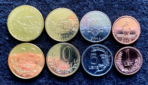 Albania 4 Coins Set 1, 5, 10, 20 Leke 2013-2018 UNC World Coins Cover