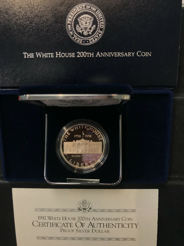 1992 White House 200th Anniversary Commemorative Proof Dollar W/Box Sleeve COA - Image 1 of 1