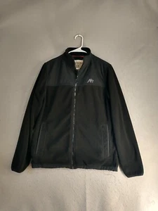 Aeropostale Mens Jacket Small Black Full Zip Long Sleeve Fleece Mock Neck Solid - Picture 1 of 9