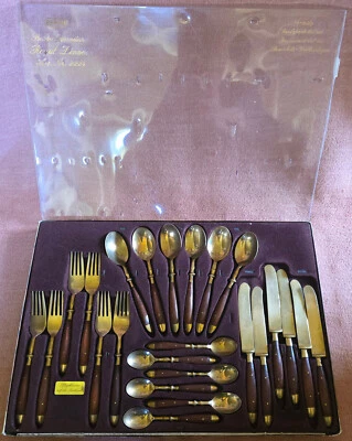 BERAM Royal Dinner 24 tlg. Besteck Set Bronze mit Rosenholz Handarbeit - Bild 1 von 4