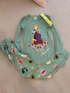 New! Girls 2 Pc HANNA ANDERSSON Disney PAJAMAS - Sz 130 or 8 - RAPUNZEL Green - Picture 1 of 7