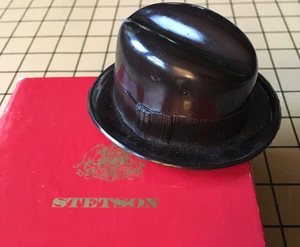 Vintage Miniatur 3" braun STETSON Verkäufer HUT OVP gerippte Seiten Kunststoff - Bild 1 von 13