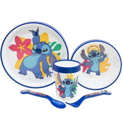 Disney, 5-teiliges Geschirrset Stitch Kinder Rutschfest Mikrowellengeeignet - Bild 1 von 4