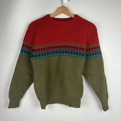 VTG Gap Sweater Chunky Large Color Blocked Heavy Fisherman Classic Holiday - Image 1 of 3