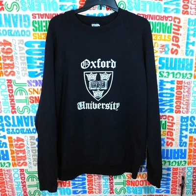 Vintage 80s Oxford University Crewneck Sweatshirt Size L Black Screen Stars Tag - image 1 of 4