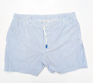 M&S Badeshorts Herren XL blau weiß gestreift Seersucker Mesh gefüttert Kordelzug - Bild 1 von 6
