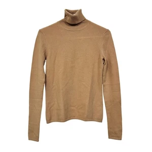 Henri Bendel Classic Womens Cashmere Tan Turtleneck Knit Long Sleeve Sweater S - Picture 1 of 7