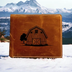 Cartera de cuero de granero plegable calidad premium Buffalo Farm Country regalo NUEVO - Imagen 1 de 13