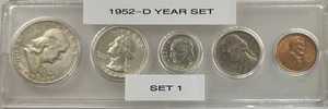 1952-D Mint 5-Coin Year Set – AU – Toned Coins – 90% Silver – Whitman Case #1 - Picture 1 of 6