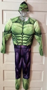Hulk Costume Boys Large 10-12 Marvel Padded Jumpsuit Mask Green Avengers New - Picture 1 of 12