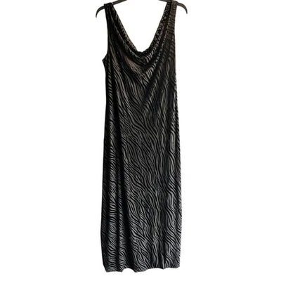 Alex Evening Elegant Black Velvet Burnout  Maxi gown Sleeveless Plus Sz 14 Foto 1 de 4