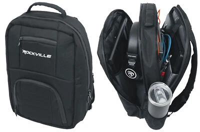 Mochila compacta Rockville DJBP24 resistente para DJ con 11 compartimentos/se adapta a computadora portátil de 17" Foto 1 de 4