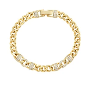Hermosa pulsera de cadena cubana chapada en oro de 14K de 7 mm. Unisex. Oro Laminado - Imagen 1 de 6
