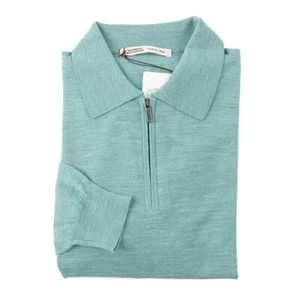 Maurizio Baldassari Lightweight Superfine Wool Half-Zip Polo Sweater M NWT - Picture 1 of 7