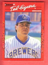 1990  DONRUSS  RED/RED 2 FRONTED TEST ISSUE  TED HIGUERA / CHARLIE HOUGH  MINT