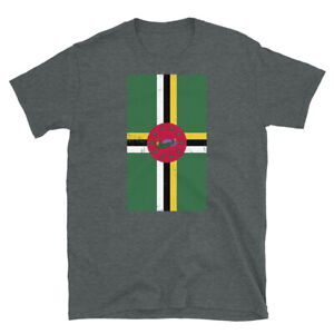 Kurzärmliges Unisex-T-Shirt Dominica Caribbean Roseau Distressed Flagge