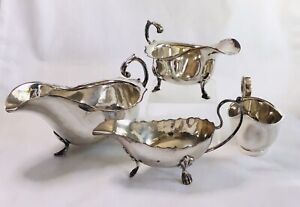 4 Vintage / Antique Quality Silver Plated Sauce / Gravy Boats Mappin & Webb