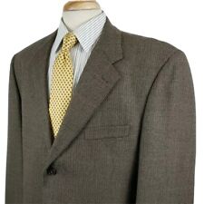 Claiborne Mens Sport Coat Jacket Navy Tan Check 44L Three Button Worsted Wool