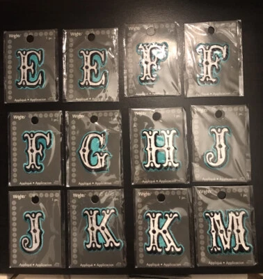 Wrights Monogram Appliqué Patch Iron-On Embroidered 1 1/2" - PICK YOUR CHOICE - Image 1 of 4