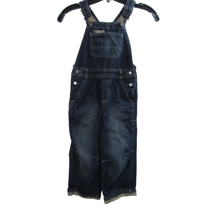 Mono con tirantes de carpintero con puños de mezclilla azul talla 4T #11428 genuino para niños de Oshkosh Foto 1 de 4