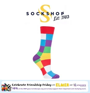 Elmer Socks Friendship Friday Books Patchwork Bamboo Adult Kids SOCKSHOP- 1 Pair - Picture 1 of 9