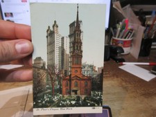 Antigo cartão postal Vintage New York City Saint Paul's Igreja Capela Cemitério Cemitério