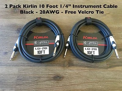 2-Pack Kirlin 10 ft Guitar / Instrument Patch Cable 1/4" PLUS Free Cable Ties - Image 1 of 4