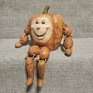 1980's Vegetable Shelf Sitter Anthropomorphic Pumpkin Resin Figurine Sculpture - Picture 1 of 6