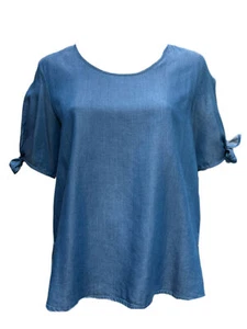 Marina Rinaldi Women's Blue Baseball Short Sleeve T-Shirt Size 14W/23 NWT - Picture 1 of 3