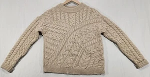 J.Crew Pullover Damen XS Curved Zopfmuster Beige Lammwolle Grob Fischer Kuschelig - Bild 1 von 14