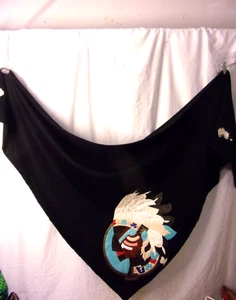 Vintage Michele Domercq Paris Wool & Leather Indian Chief Shawl Wrap Rare Piece - Picture 1 of 8