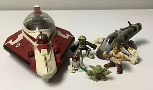 Star Wars Galactic Heroes A-Wing Jedi Star Fighter & Boba Fett's Ship + Figures - Picture 1 of 11